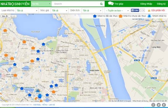 Bản đồ nhà trọ trực tuyến miễn phí dành cho sinh viên