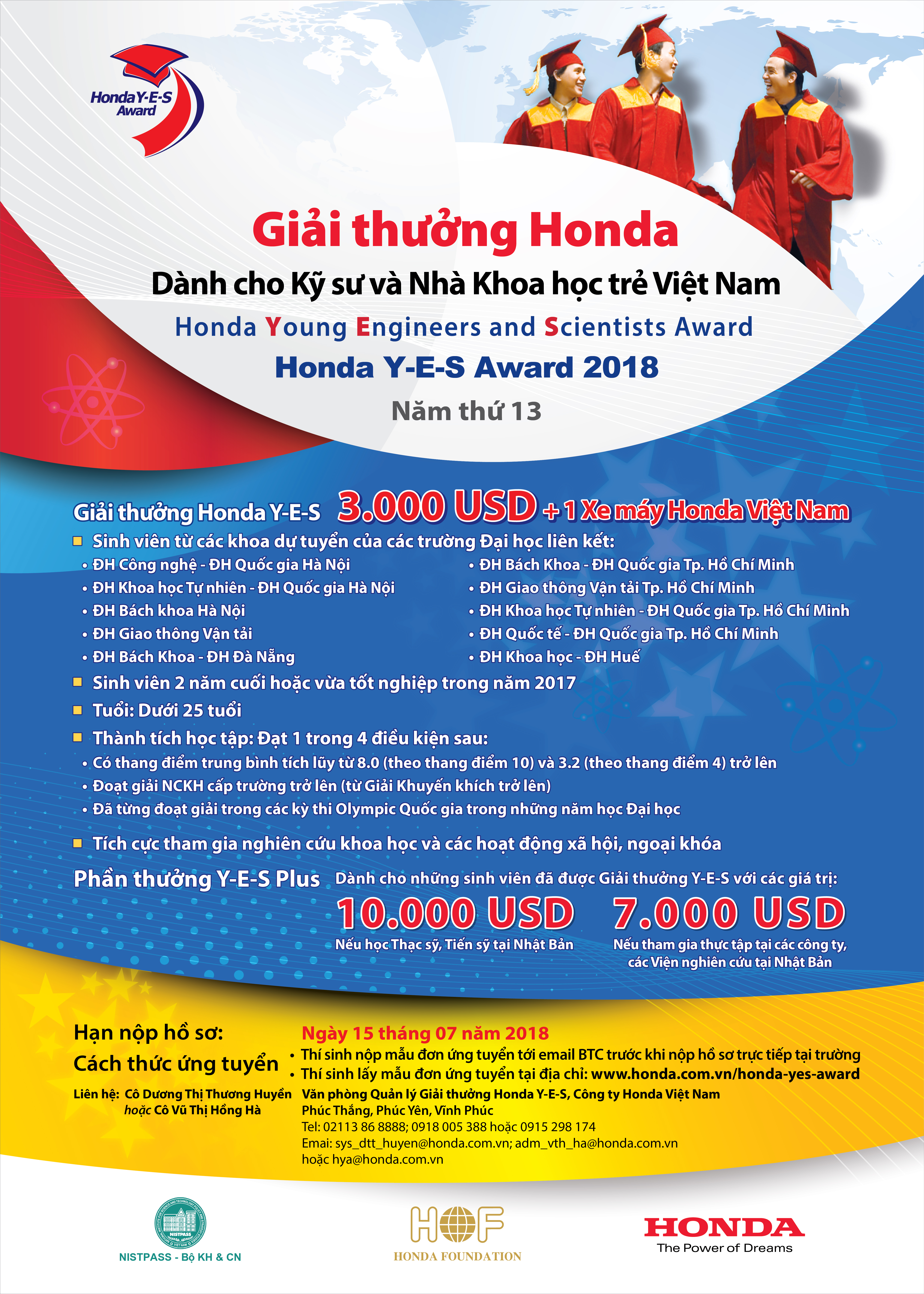 Nộp hồ sơ đăng ký tham dự Giải  thưởng “Honda Y-E-S Award 2018”