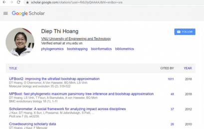 Công trình “UFBoot2: Improving the Ultrafast Bootstrap Approximation” đạt 1.600 trích dẫn trên tạp chí quốc tế và xếp thứ hai trong ĐHQGHN