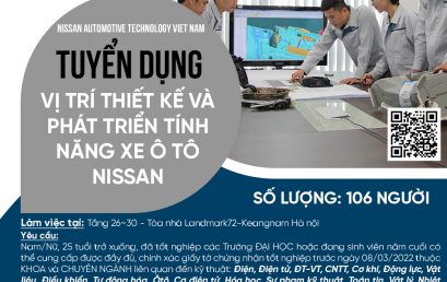 Công ty TNHH Nissan Automotive Technology Viet Nam tuyển dụng thiết kế và phát triển tính năng xe ô tô