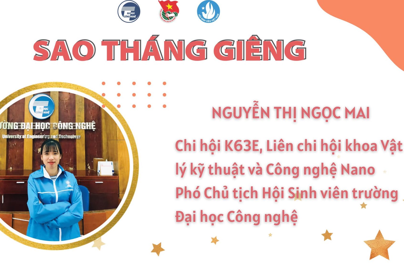 Sinh viên Nguyễn Thị Ngọc Mai đạt Giải thưởng “Sao tháng Giêng” năm 2021