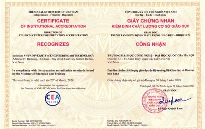 Trường Đại học Công nghệ, Đại học Quốc gia Hà Nội nhận giấy chứng nhận kiểm định chất lượng giáo dục