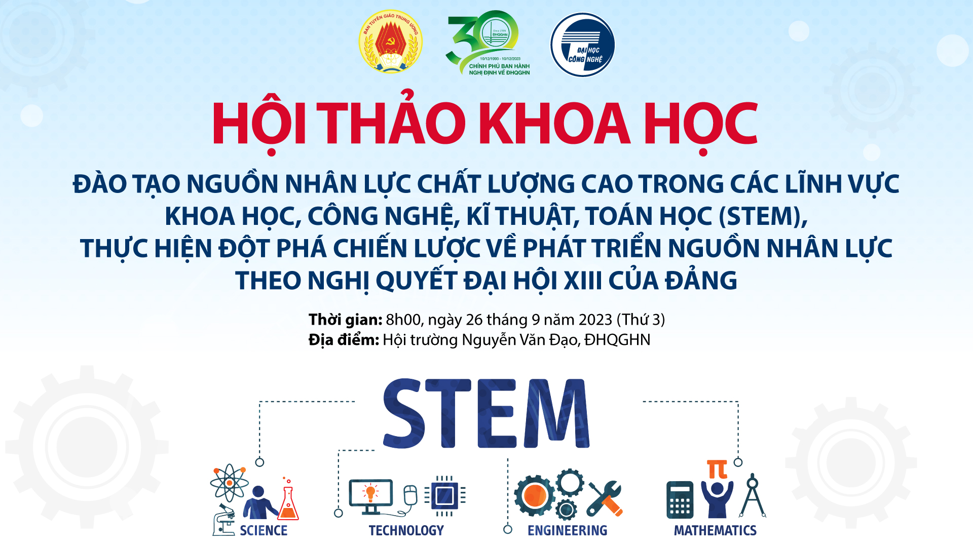 [Sắp diễn ra] Hội thảo về đào tạo nguồn nhân lực chất lượng cao trong lĩnh vực STEM